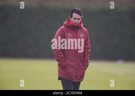 Arsenal manager Unai Emery während des Trainings in London Colney, London. Stockfoto