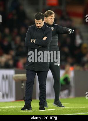 Everton-Manager Marco Silva (links) und Southampton-Manager Ralph Hasenhuttl am Touchline während des Premier League-Spiels in St. Mary's, Southampton. Stockfoto