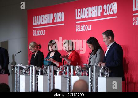 (Von links nach rechts) Rebecca Long-Bailey, Jess Phillips, Emily Thornberry, Lisa Nandy und Keir Starmer während der Führung der Labour-Partei husting im ACC Liverpool. Stockfoto