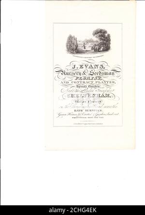 19. Jahrhundert Werbung c1826 für J Evans Market Gardener Cheltenham UK mit der Illustration eines Gärtners Stockfoto