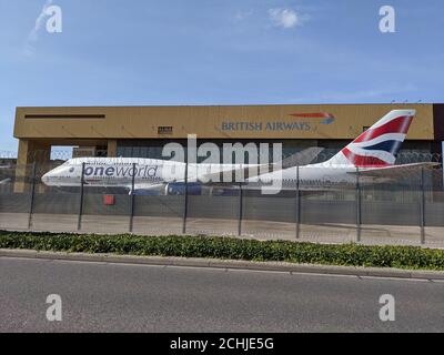 Die letzten 4 Boeing 747 von British Airways warten auf den Transfer zum Schrottmann, British Airways Boeing 747 Fleet Retirement, British Airways Engineering, Stockfoto