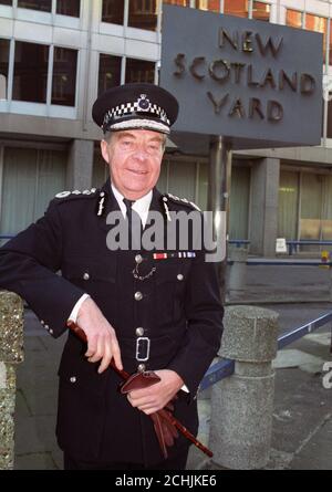 Sir Peter Imbert, Metropolitan Police Commissioner bei Scotland Yard. Stockfoto