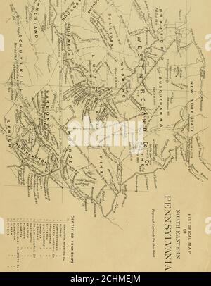 . Geschichte von Wayne, Pike und Monroe Grafschaften, Pennsylvania . As, die sechs Nationen - waren fast entfernt im Krieg mit ihren Nachbarn, die Lenapeor Delawares. Die Delawares wurden in Nationen inmuch die gleiche Weise wie ihre nördlichen en-mies geteilt. Von diesen waren die bemerkenswertesten die Zweige der Turtle oder Unamis, der Turkeyor Unalachtgo, und der Wolf oder Minsi (cor-rupted in Monsey). Während sich das Gebiet von theDelawares von der Meeresküste zwischen Chesapeake und Long Island Sound über das Susquehanna bis zu den Alleglienund nordwärts zu den Jagdgebieten von theIroquois erstreckte, scheint es Stockfoto