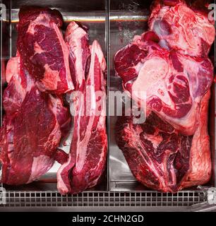 Frisches Rindfleisch auf dem Markt Stockfoto