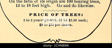 . Lesen Kindergarten : [Katalog] 1875. . 50c; 2 Jahre, stark, 75c; 3 bis 5 Jahre im Lager, 1 USD und mehr. Fast alle Birnen der Sommer- und Herbstsorten sind von viel besserer Qualität zu sammeln, während noch hart, oder sobald bestimmte wormy diejenigen zeigen eine Reifetendenz, whicli ist oft zehn Tage, bevor der Großteil der Ernte reif genug, um aus dem Baum zu sammeln. Die Frucht kann viel länger gehalten werden, als wenn sie auf dem Baum zurückgelassen wird. 8 KATALOG DER LESESSCHULE, MASSE. J. W. MANNING, INHABER. Ein amerikanischer Sämling.60 Dollar Goldmedaille von Mass. Hort. Soc. ALS DIE BESTE GROSSE FRÜHE BIRNE. Entstanden Stockfoto