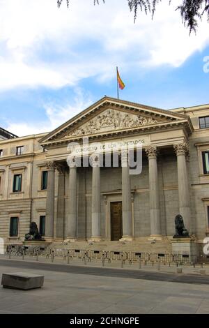 Palacio de las Cortes de España Spanisches Parlamentsgebäude in Das Zentrum von Madrid Spanien Stockfoto