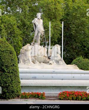 Neptunbrunnen auf der Plaza de Neptuno Madrid Spanien Stockfoto