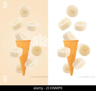 Eiszapfen mit Zutaten in Bewegung Stockfoto