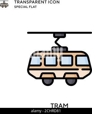 Tram-Vektor-Symbol. Flache Illustration. Vektor EPS 10. Stock Vektor