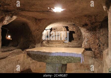 Krypta der Geburtskirche in der Höhle unter Die Kirche Bethlehem Stockfoto