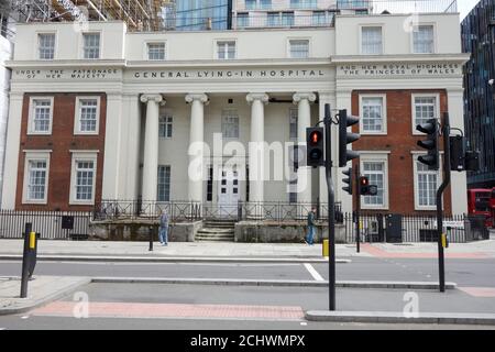 Allgemeines Liegenkrankenhaus seit März 2013 gehört das Gebäude zum Premier Inn Hotel Waterloo, London, England, Großbritannien Stockfoto