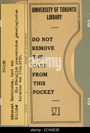 . Die Königlich preussischen genealogischen Kalender von 1724-1850 . ÜNIVERSITY VON TORONTOLIBRARY. Stockfoto