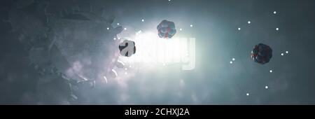 3D-Darstellung eines Atoms in verschiedenen Farben Stockfoto