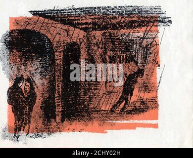 Werbekunst von JAMES BOSWELL für GOOGIE WITHERS JACK WARNER Und JOHN McCallum in ES REGNET IMMER AM SONNTAG 1947 regisseur ROBERT HAMER Roman Arthur La Bern Produzent Michael Balcon Ealing Studios / General Film Distributors Stockfoto