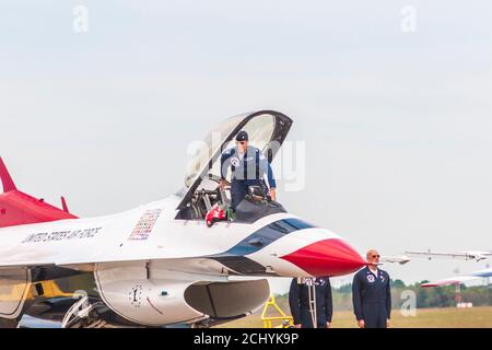 USAF Thunderbirds Präzisionsflieger Team bei Wings over Houston Air Show Stockfoto