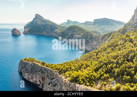 Kap Formentor Gebiet und Umgebung, Küste von Mallorca, Spanien Stockfoto