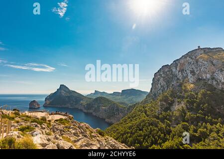 Kap Formentor Gebiet und Umgebung, Küste von Mallorca, Spanien Stockfoto