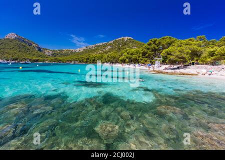 Platja de Formentor - schöner Sandstrand bei Cap formentor, Mallorca, Spanien Stockfoto