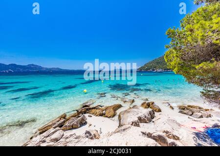 Platja de Formentor - schöner Sandstrand bei Cap formentor, Mallorca, Spanien Stockfoto