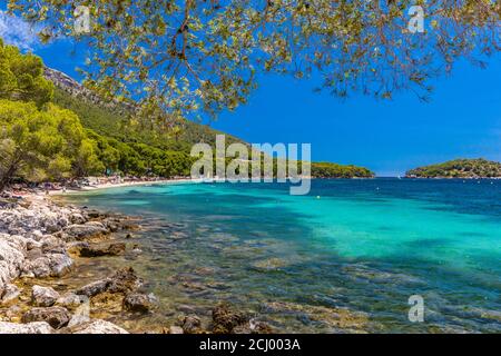 Platja de Formentor - schöner Sandstrand bei Cap formentor, Mallorca, Spanien Stockfoto