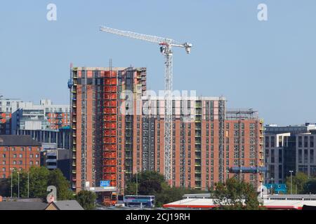 Bau von Wellington Place Apartments im Stadtzentrum von Leeds Stockfoto