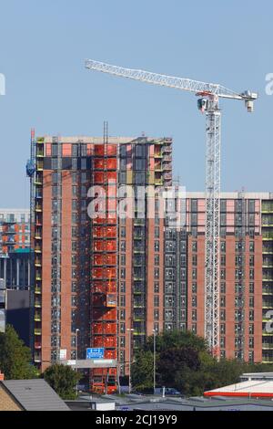 Bau von Wellington Place Apartments im Stadtzentrum von Leeds Stockfoto