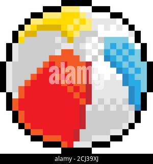 Beach Ball Pixel Art Acht-Bit-Spiel-Symbol Stock Vektor