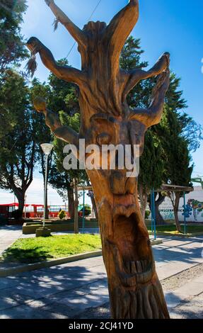 Kunstwerke in der Innenstadt von Puerto Madryn, geschnitzten Baum, Puerto Madryn, Chubut, Argentinien, Südamerika Stockfoto