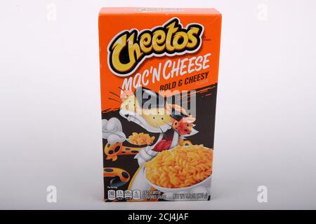 Cheeto's Mac und Käse kühnen und kitschigen Geschmack. Bildnachweis Luke Durda Stockfoto