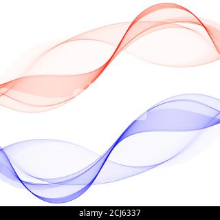 Abstrakter Vektorhintergrund. Design-Element - farbige Wellen. Satz von gekrümmten Linien isoliert auf weißem Hintergrund Stock Vektor