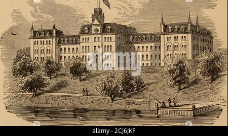 . Treat's Illustrated New York, Philadelphia und Umgebung . Comer Eleventh-Street und Tldrd Avenue.Diese Kommission lias unter seiner Aufsicht die verschiedenen karitativen und reformierenden Institutionen von Blackwells, Wards, artd Randalls Islands; auch, die Gräber und Schulschiff. Pässe sind hier erhalten, um sie zu besuchen.. Das Emigrant Hospital, Wards Island, East River, versorgt kranke und mittellose Auswanderer. Jeder Auswanderer, der in New Yorklandet, zahlt eine Steuer in Höhe von 2 Dollar, von denen ein Teil an*vard die Unterstützung dieser Institution UND PHILADELPHIA 73 Churches, (Brooklyn.) Ein Ergebnis der ständigen Zunahme von Stockfoto