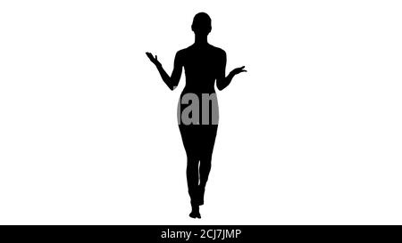 Silhouette schöne junge Yoga-Lehrer im Gespräch mit der Kamera. Stockfoto