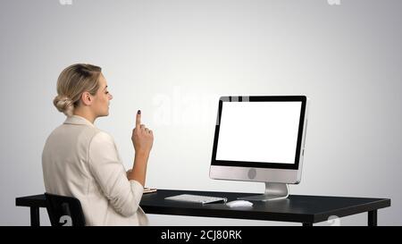 Business-Video-Anruf, Geschäftsfrau mit Videokonferenz auf GRA Stockfoto