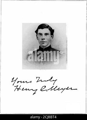. Bürgerkriegserfahrungen unter Bayard, Gregg, Kilpatrick, Custer, Raulston und Newberry, 1862, 1863, 1864 . ZIVILRECHTLICHE WAREXPERIENCES UNTER BAYARD, GREGG, KILPATRICK, CUSTERRAULSTON, UND NEWBERRY 1862, 1863, 1864 VON HENRY G. MEYER KAPITÄN 24. NEW YORK CAVALRYBREVET-MAJOR NEW YORK VOLUNTEERS PRIVAT GEDRUCKT NEW YORK1911 y^^ ,c-&lt;&lt;&lt;, The Knickerbocker Press (g. p. PUTNAMS Sons) N ew Yo RK INTEODUOTION r^UEING Dezember 1895, Ich erhielt einen Brief von General Wal, Chicago ■ Der während des Bürgerkrieges die 24. New York Kavallerie befehligte. Darin schrieb der General: Meine Liebe Stockfoto