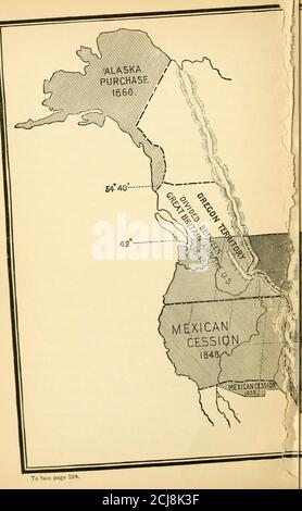 . Washington und sein Land, als Irvings Leben in Washington, für die Nutzung von Schulen gekürzt; Mit Einführung und Fortsetzung, die einen kurzen Überblick über die Geschichte der Vereinigten Staaten von der Entdeckung von Amerika bis zum Ende des Bürgerkrieges. Und ein großer Teil der Staaten von Minnesotaund Colorado und das Gebiet von Wyoming. Der Effekt dieses großen Erwerbs des Territoriums, durch solch ein aktives und prosperoupeople wie die Amerikaner, war, ihnen die entscheidende Steuerung des Kontinentes zu versichern, ohne die Notwendigkeit einer fremden Kriegsführung, die erwähnenswert ist. Es stellte uns derzeit frei für eine unbestimmte Länge o Stockfoto