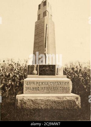 . Pennsylvania in Gettysburg. Zeremonien an der Widmung der Denkmäler errichtet durch das Commonwealth von Pennsylvania zu Major-General George G. Meade, Major General Winfield S. Hancock, Major General John F. Reynolds und die Positionen der Pennsylvania-Befehle in der Schlacht engagiert zu markieren .. . Set an Leben schließen, es m:iy gesetzt, wie setzt den Morgenstern, der nicht in den darkenedwest geht, aber motteth weg in die Helligkeit des Himmels; Gott seglessvou. EINWEIHUNG DES DENKMALS 49. REGIMENTSINFANTERIE* September 11, 1SS9ADDRESS VON KAPITÄN JOSEPH B. DOWNING DAS 49. Regiment von Pen Stockfoto