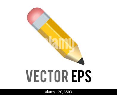 Der isolierte Vektor klassische gelbe Bleistift-Ikone mit geschärfter Spitze, rosa Radiergummi, verwendet für Inhalte über Schreiben, Zeichnen und Schulbildung Stock Vektor