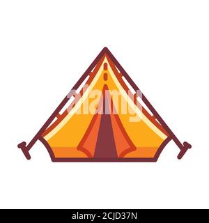 Cartoon Camping Zelt Symbol. Gelbe Aufstelllager Zeichnung. Isolierte Vektor-Clip Art-Illustration. Stock Vektor