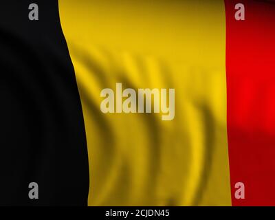 Winken Nahaufnahme Belgien Flagge Hintergrund. 3d-Illustration. Stockfoto