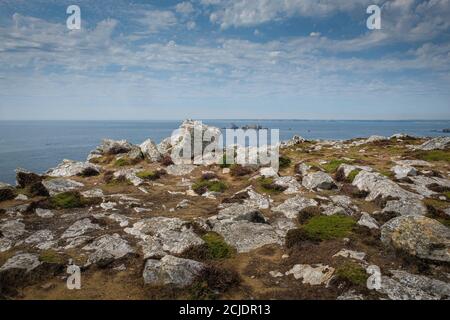 Am 07/08/2020,Camaret-sur-Mer, Finistère, Bretagne, Frankreich. Pointe de Pen-Hir auf der Halbinsel Crozon Stockfoto