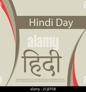 Hindi-Tag (Hindī Divas) Ist ein jährlicher Tag, der am 14. September im Norden beobachtet wird Indien, um die Annahme von Hindi als einer von zu feiern Die Amtssprachen o Stock Vektor