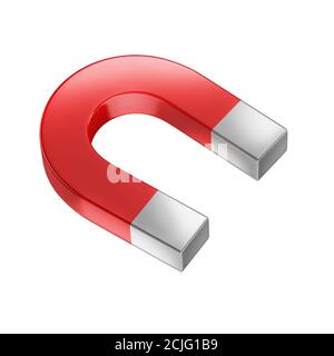 Horseshoe Magnet isoliert auf weißem Stockfoto