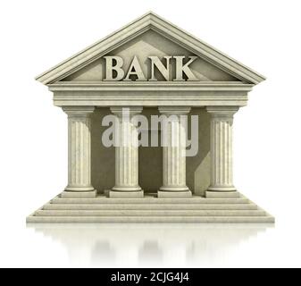 bank 3d-Symbol auf weißem Hintergrund Stockfoto