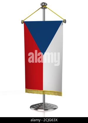 Tschechische Rerpublic Tischflagge isoliert auf weiß Stockfoto