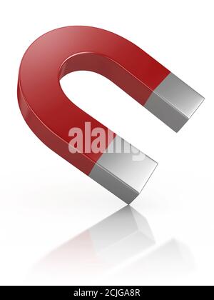 Horseshoe Magnet isoliert auf weißem Stockfoto