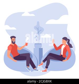 Kaffee-Schwader im Co-Working-Bereich. Stock Vektor