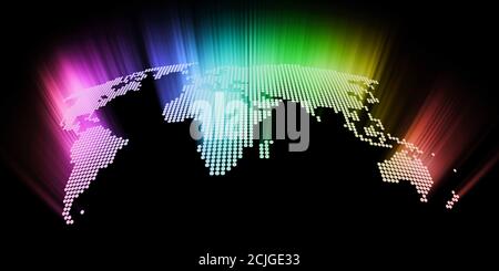 Abstrakt glühende Hightech-Weltkarte als Hintergrund Stockfoto