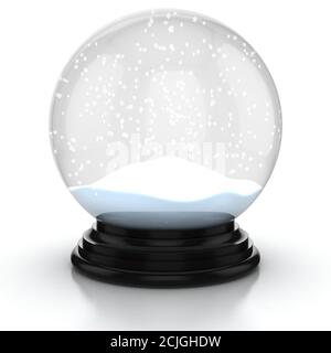 Leere Schneekuppel auf weißem Hintergrund Stockfoto