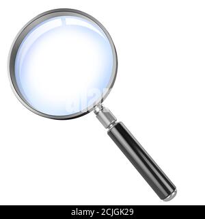 Lupe auf weißem Hintergrund 3d-Illustration Stockfoto