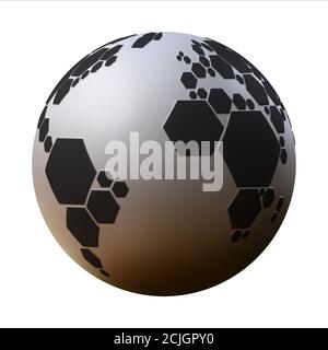 Abstraktes 3D-Rendering von Planet Football Stockfoto